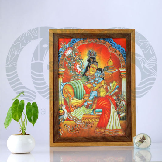 Lord Krishna in Yashodamma's Lap – Canvas Painting